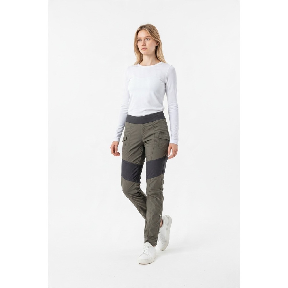 Anatomie Skyler Cargo Travel Pants Olive Green Black XS Ankle Zip Slim Fit